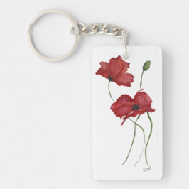 Llavero Keychain acrílico de flores rojas (doble cara)