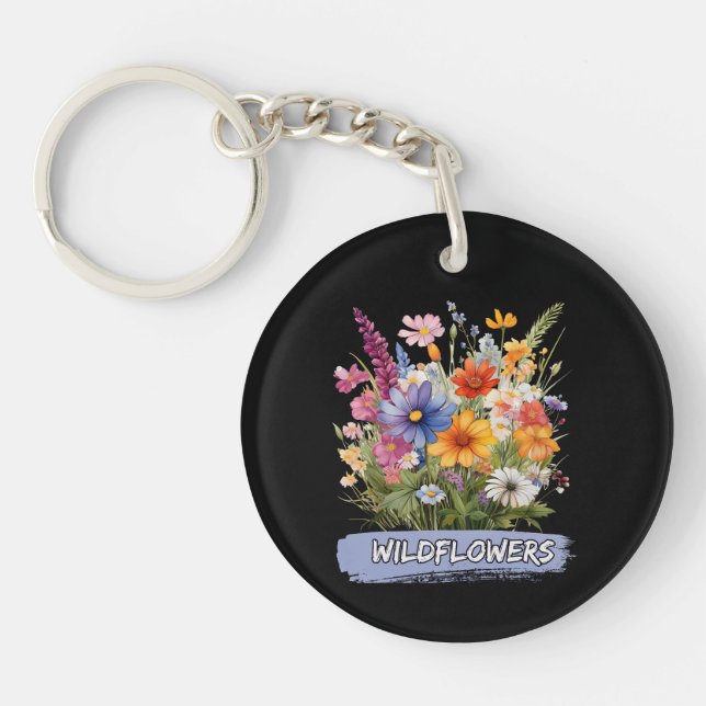 Llavero Keychain acrílico de flores silvestres (Frente)