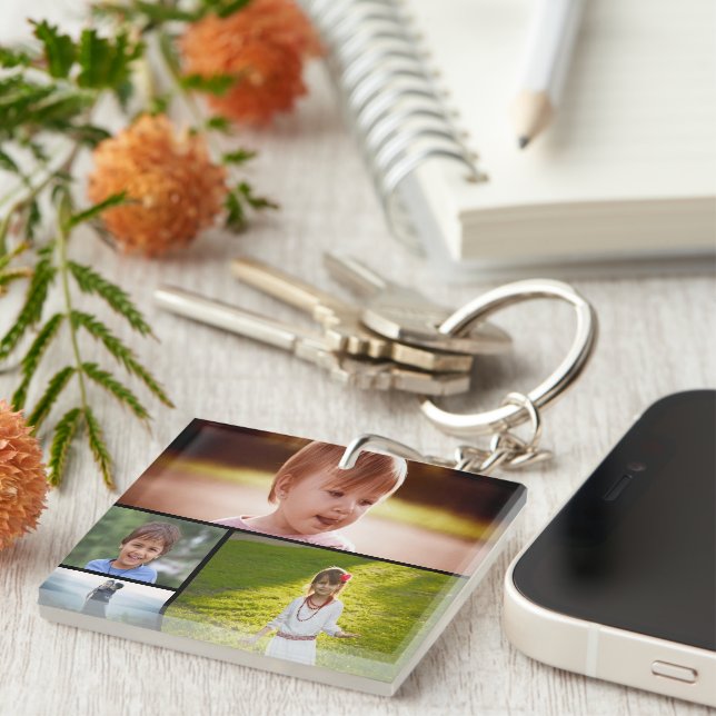 Llavero Keychain acrílico de fotos de personalizado cinco (Frente Derecha)