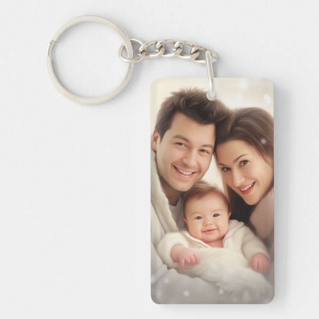 Llavero Keychain acrílico de fotos personalizadas y texto (Frente)
