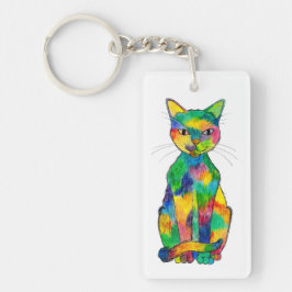 Llavero Keychain acrílico de gato arco iris