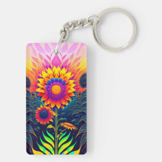 Llavero Keychain acrílico de girasoles coloridos y radiant