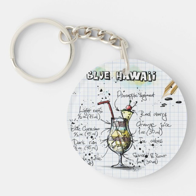 Llavero Keychain acrílico de Hawái Azul (Frente)