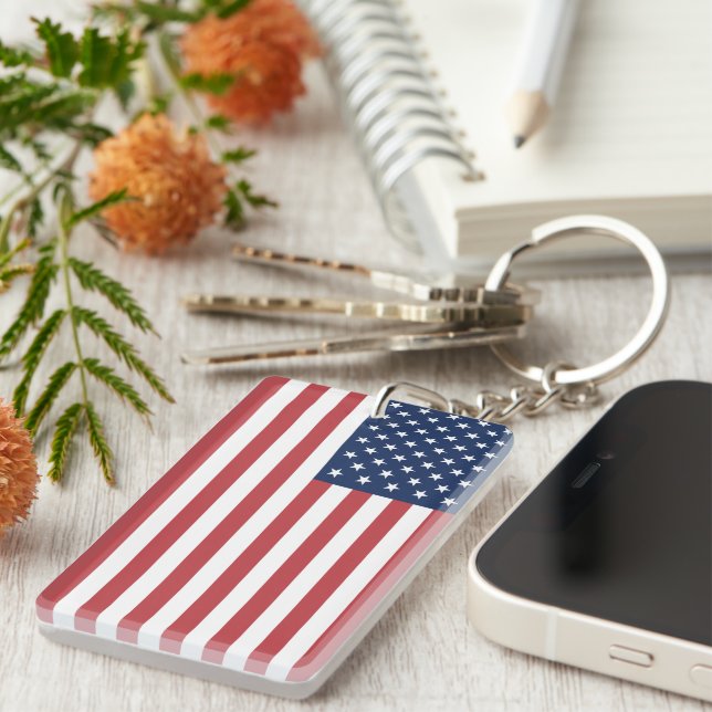 Llavero Keychain acrílico de la bandera estadounidense (Frente Derecha)