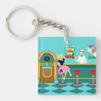 Keychain acrílico de la fuente retro soda