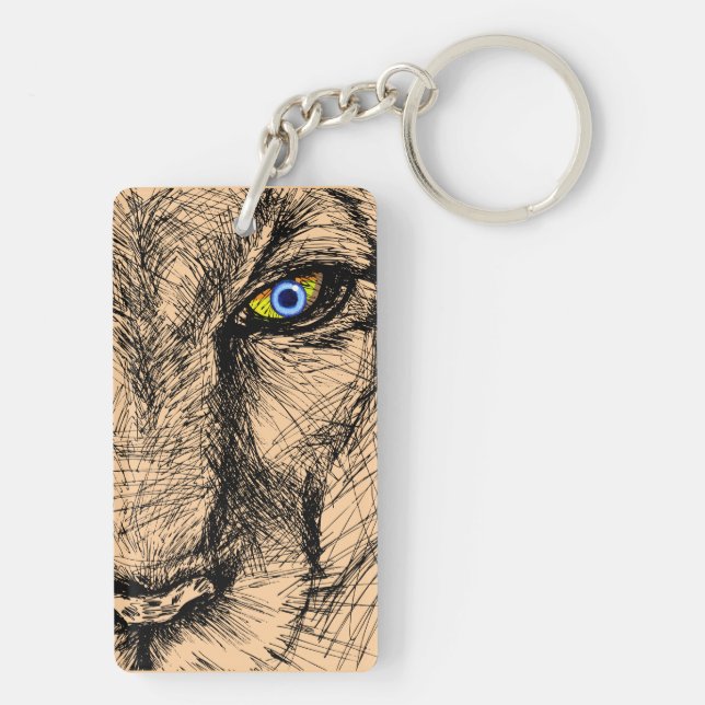 Llavero Keychain acrílico de la mirada del tigre (Atrás)