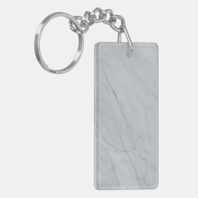 Llavero Keychain acrílico de la Piedra de Mármol Blanco (Frente Izquierda)