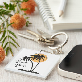 Llavero Keychain acrílico de la playa amarilla blanca y ne