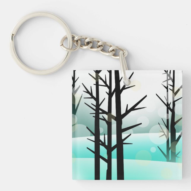 Llavero Keychain acrílico de los bosques de invierno (Frente)