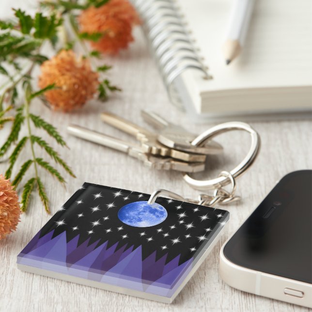 Llavero Keychain acrílico de luz estelar de la luna (Frente Derecha)