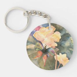 Llavero Keychain acrílico de mariposa/floral (doble cara)