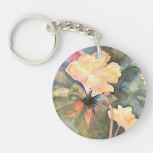 Llavero Keychain acrílico de mariposa/floral (doble cara)