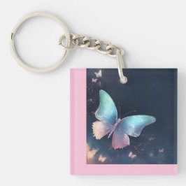 Llavero Keychain acrílico de mariposa metálica bonito