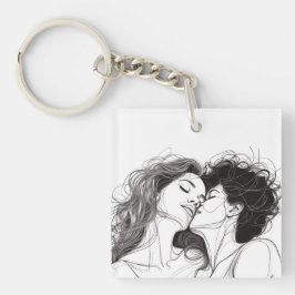 Llavero Keychain acrílico de parejas lesbianas personaliza