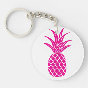 Llavero Keychain acrílico de piña rosa brillante
