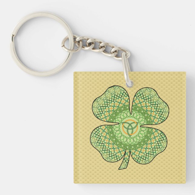 Llavero Keychain acrílico de Shamrock celta (Frente)
