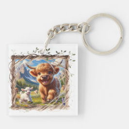 Llavero Keychain acrílico de vaca Highland - Encanto rústi