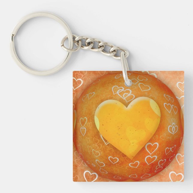 Llavero Keychain acrílico del corazón amarillo (Frente)