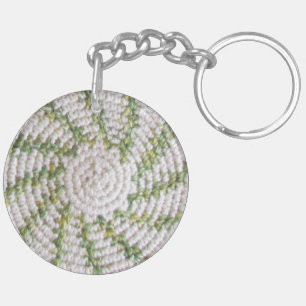 Llavero Keychain (acrílico) - Espiral blanca y verde (v.2)