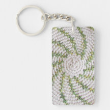 Keychain (acrílico) - Espiral verde sobre blanco