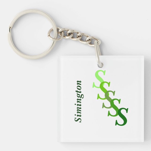 Llavero Keychain (acrílico) - Monograma con apellido (verd (Frente)