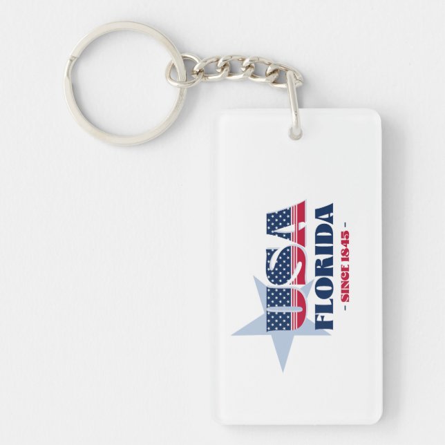 Llavero Keychain acrílico monograma del estado de Florida (Frente)