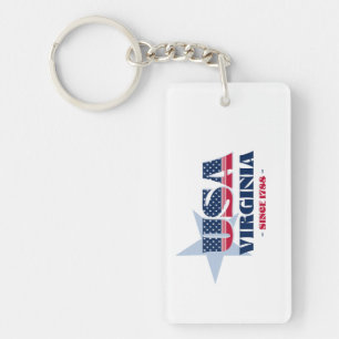 Llavero Keychain acrílico monograma del estado de Virginia