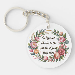 Llavero Keychain acrílico personalizado con diseño floral