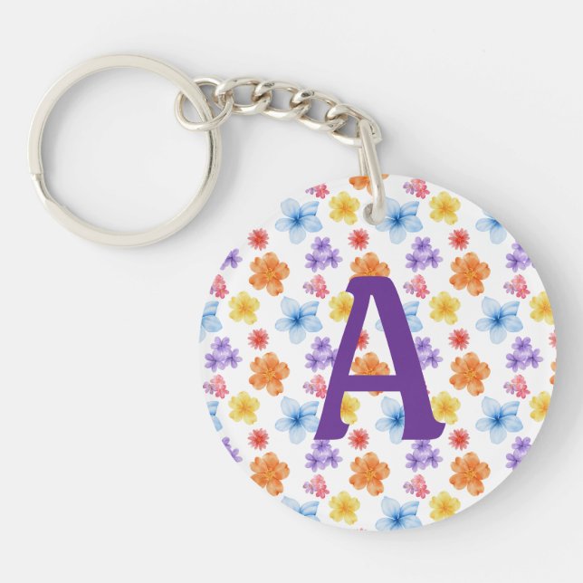 Llavero Keychain acrílico personalizado floral (Frente)