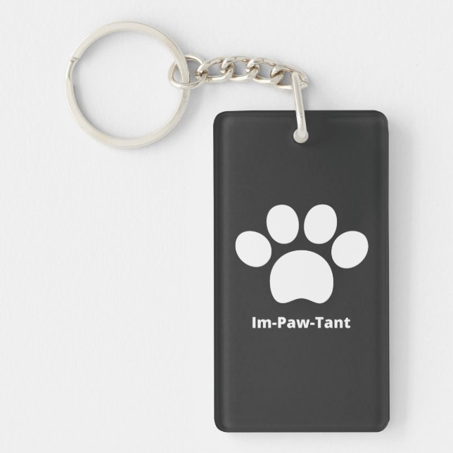 Llavero Keychain Acrílico Rectángulo Im-Paw-Tant (Frente)