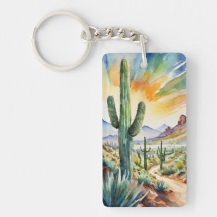 Llavero Keychain acuarela de Saguaro