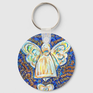 Llavero Keychain Angel de Cáncer Azul y Oro