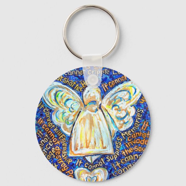 Llavero Keychain Angel de Cáncer Azul y Oro (Anverso)