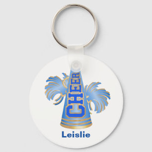 Llavero KeyChain, animadora de Personalizado azul y oro