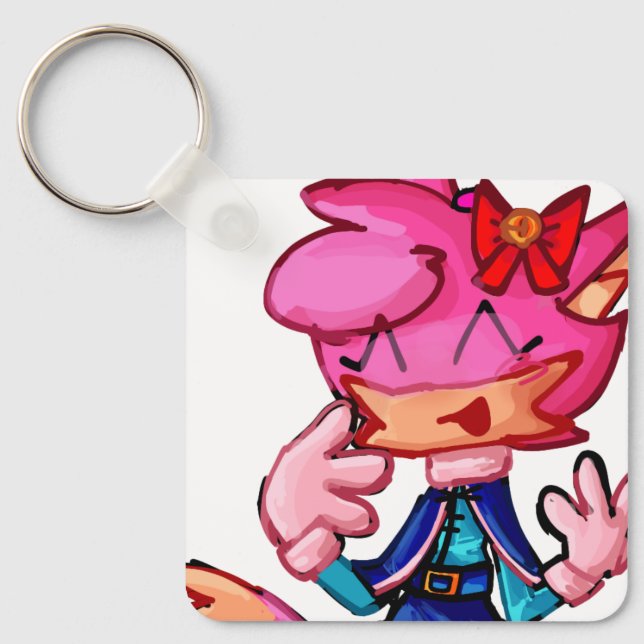 Llavero Keychain animal Personalizado de antrones rosados (Anverso)