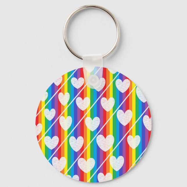 Llavero Keychain arcoiris lleno de corazones (Anverso)