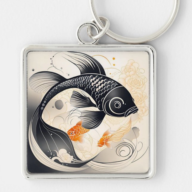 Llavero Keychain Art Deco Koi (Frente)