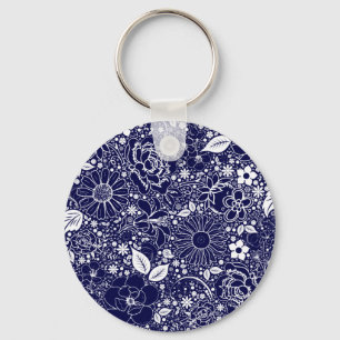 Llavero Keychain azul de belleza botánica