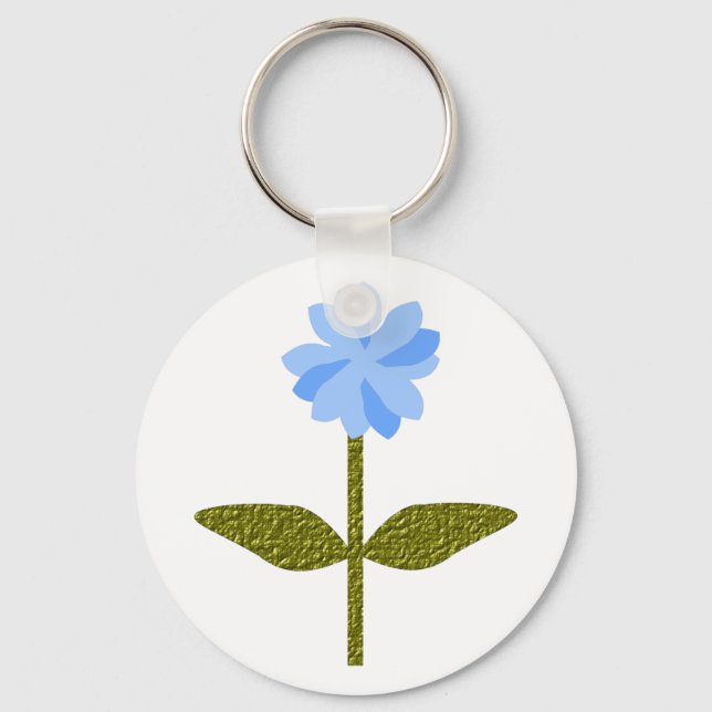 Llavero Keychain azul de Bonito de flores de margarita (Anverso)
