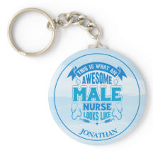 Keychain azul de enfermera masculina divertida