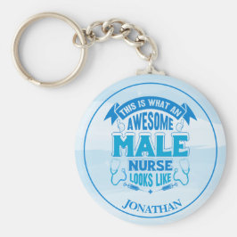 Llavero Keychain azul de enfermera masculina divertida