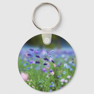 Llavero Keychain azul de flores de maíz