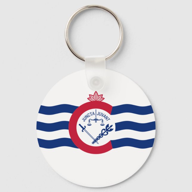 Llavero Keychain, bandera de Cincinnati (Ohio) (Anverso)