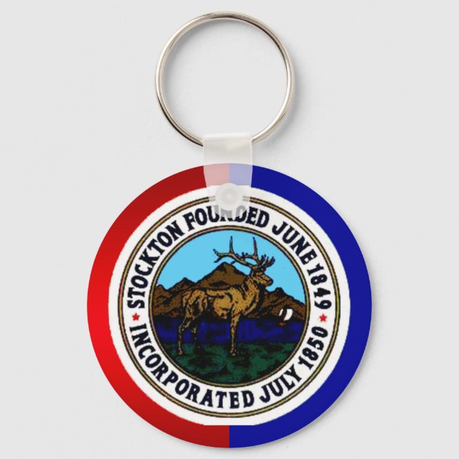 Llavero Keychain, bandera de Stockton (California) (Anverso)