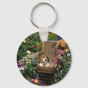 Llavero Keychain Beagle Garden