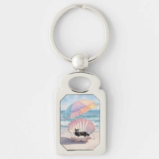 Llavero Keychain Black Cat Beach (Anverso)