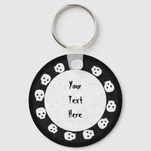 Llavero Keychain Black-White Skull