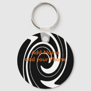 Llavero Keychain Black White Swirl Añadir nombre y tu telé
