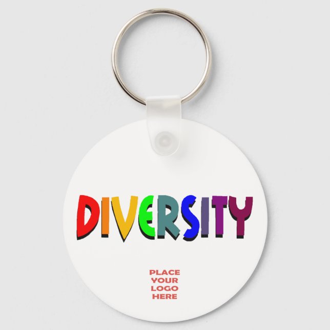 Llavero Keychain blanco Personalizado de la diversidad (Anverso)
