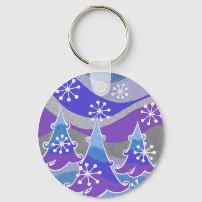 Llavero Keychain Blue de Winter Trees (Anverso)